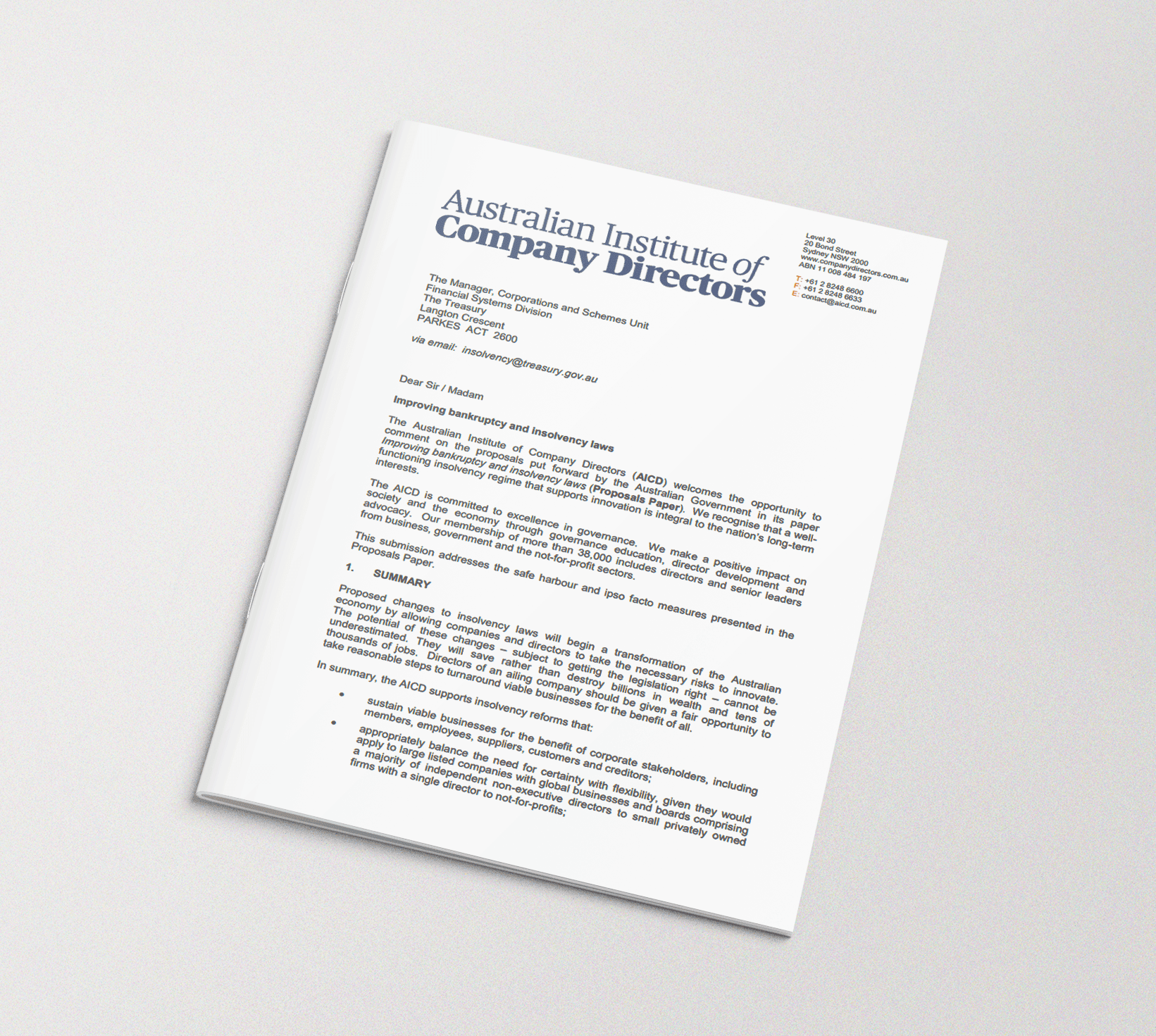 AICD Submission to Treasury (2016)