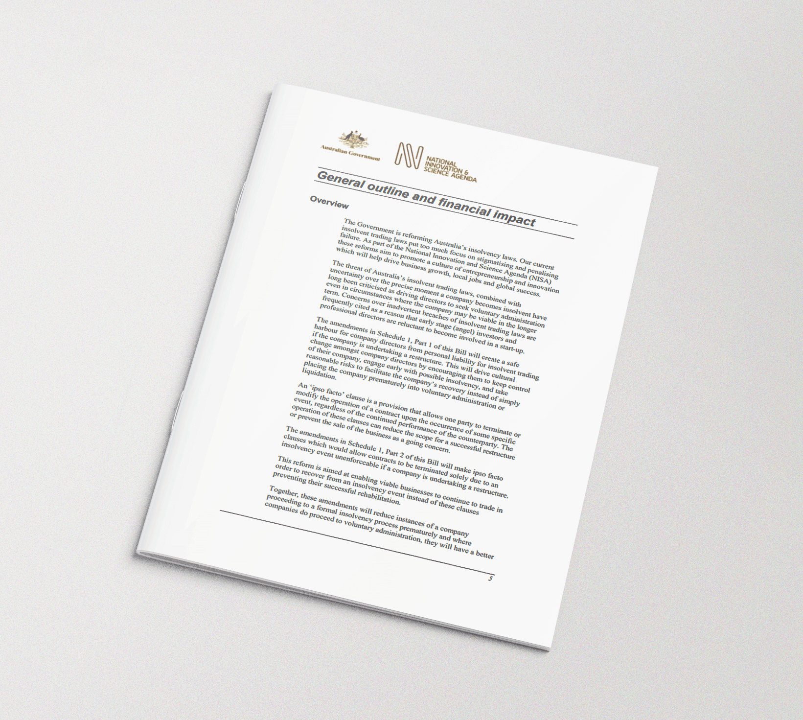 Explanatory Memorandum — Corporate Insolvency Law Reform (2017)