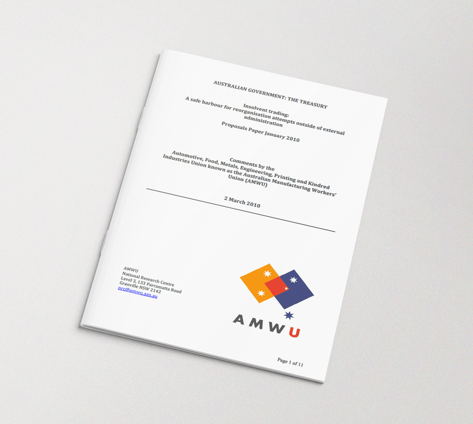 Financial Services Minister/Treasury Proposals Paper — Safe Harbour Discussion (2010)